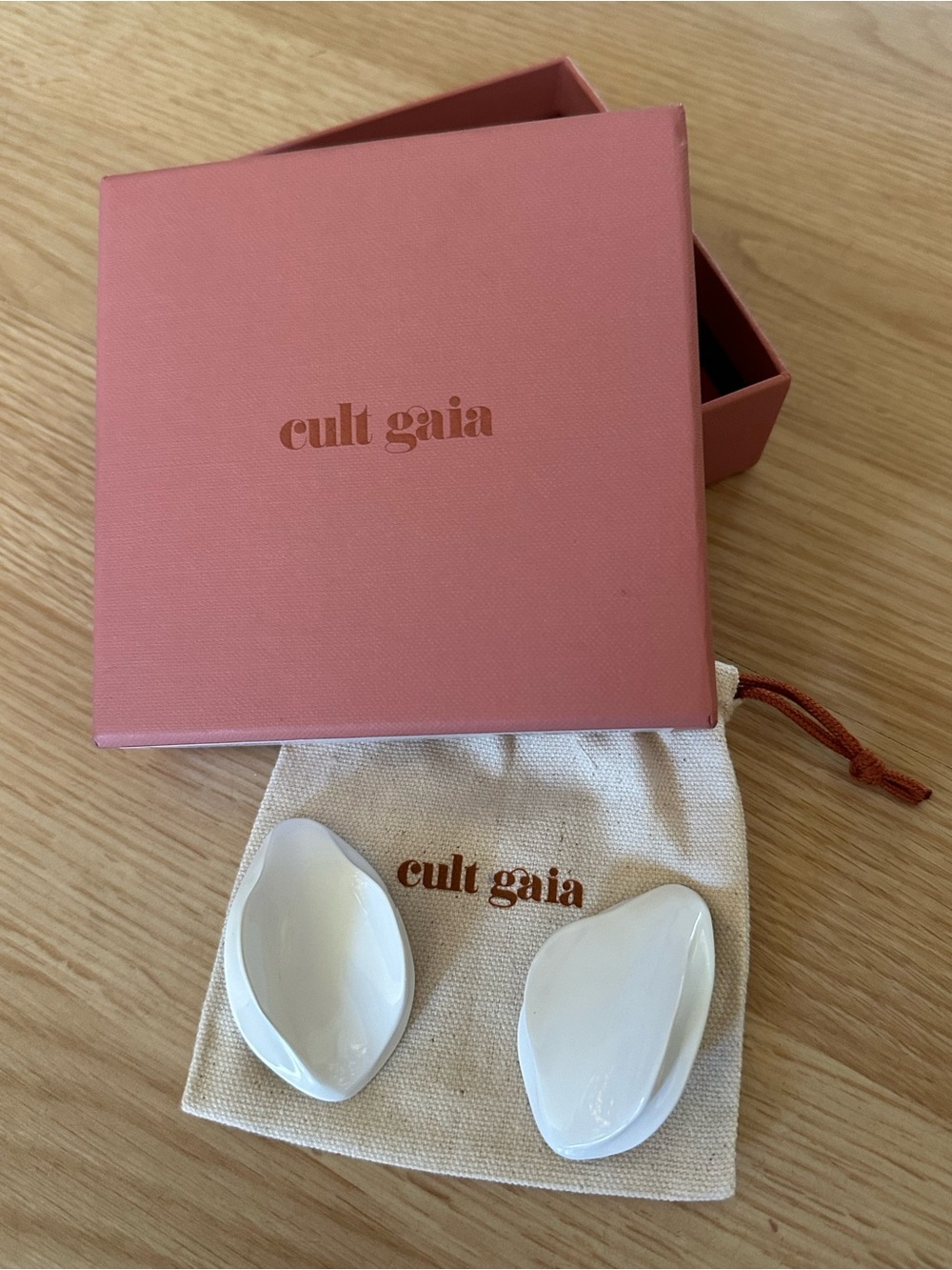 NEW Cult Gaia White Sculptural Statement Earrings with Box & Pouch